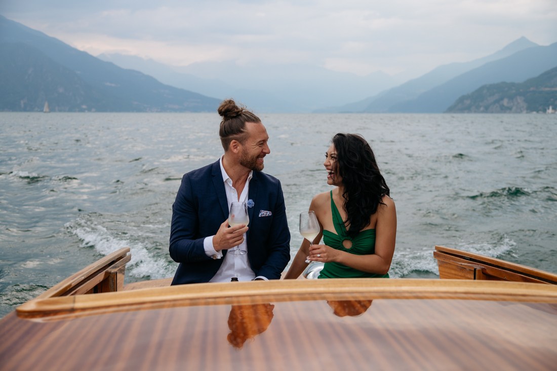 wedding proposal on a boat Lake Como 