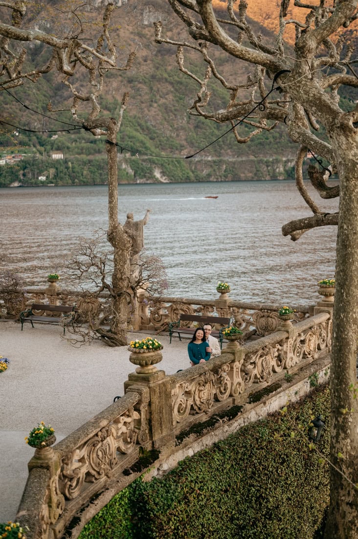 Secret marriage proposal at Villa del Balbianello Star Wars terrace Lake Como